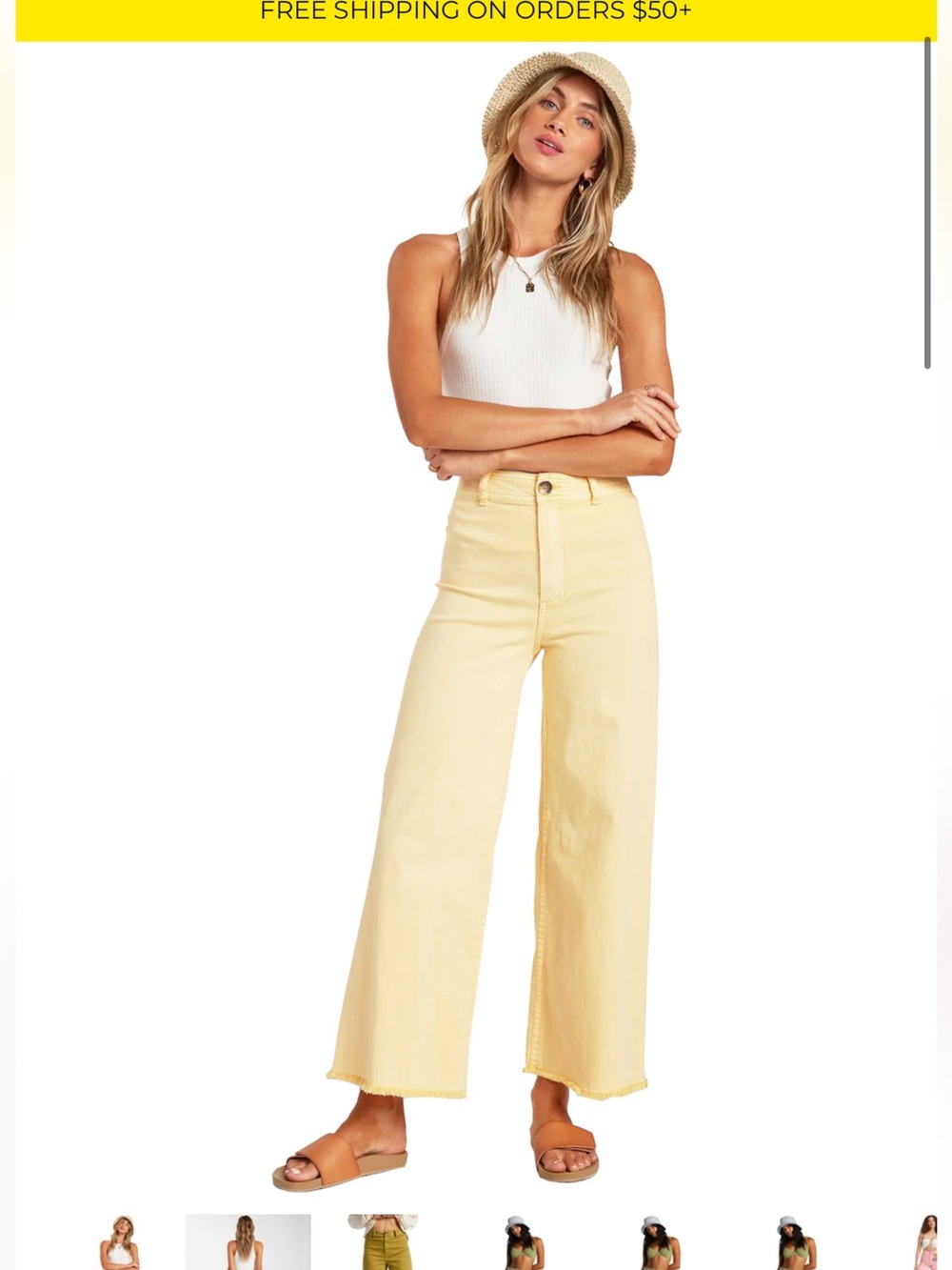 Billabong High-Rise Wide-Leg Jeans in Pale Yellow